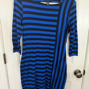 Kenneth Cole New York Blue and Black Striped Dress